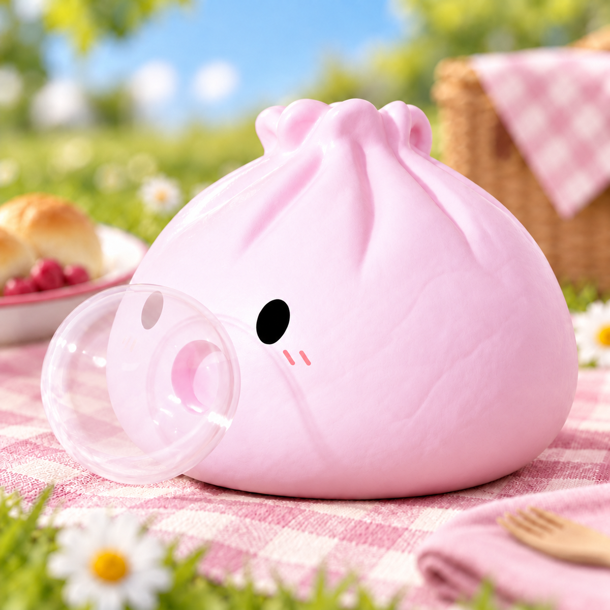 Bubble-Blowing Pink Bao Bun Squishy — product image