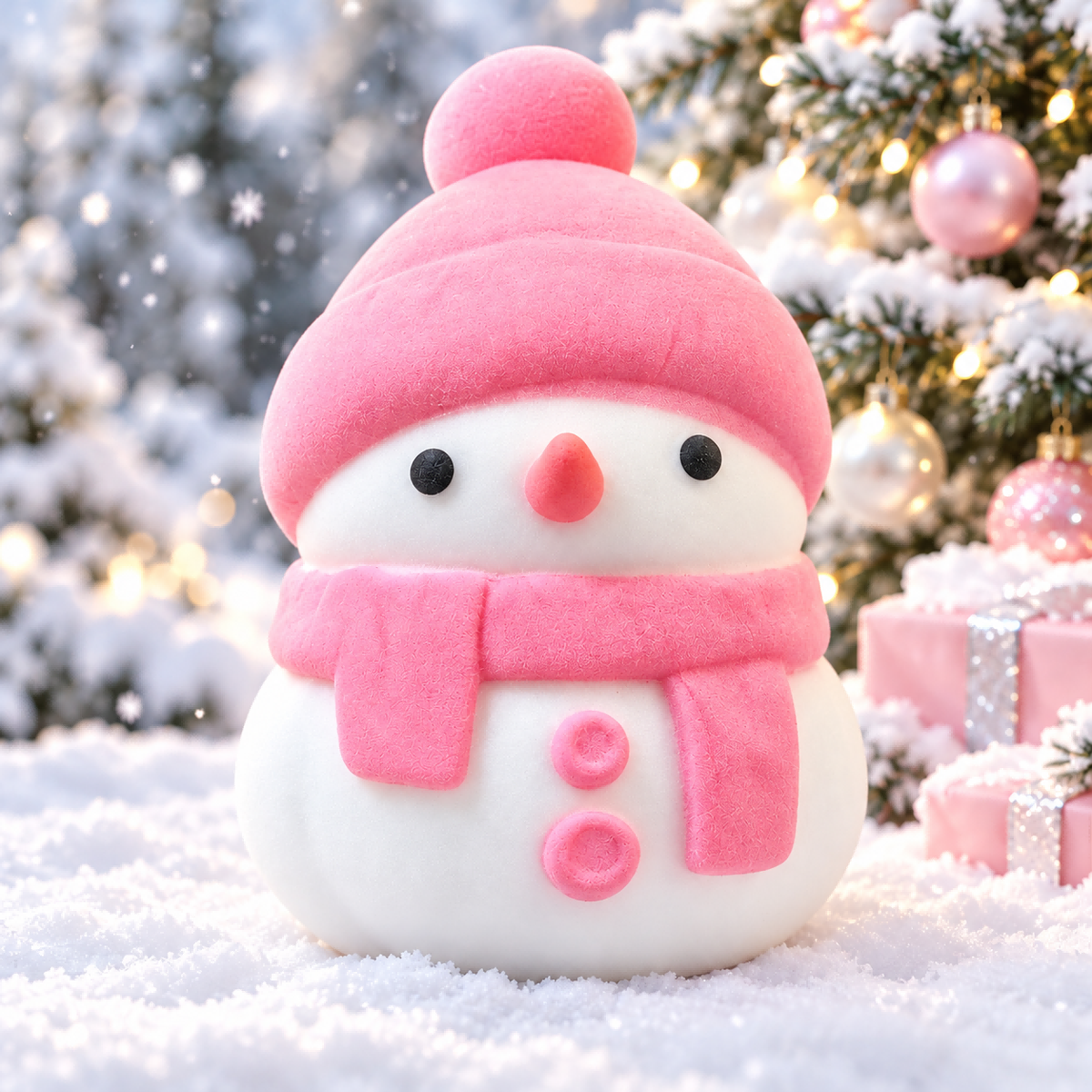 Pink Flour Snowman Squishy