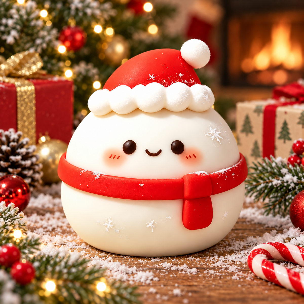 White Christmas Daifuku Mochi Stress-Relief Squishy — product image
