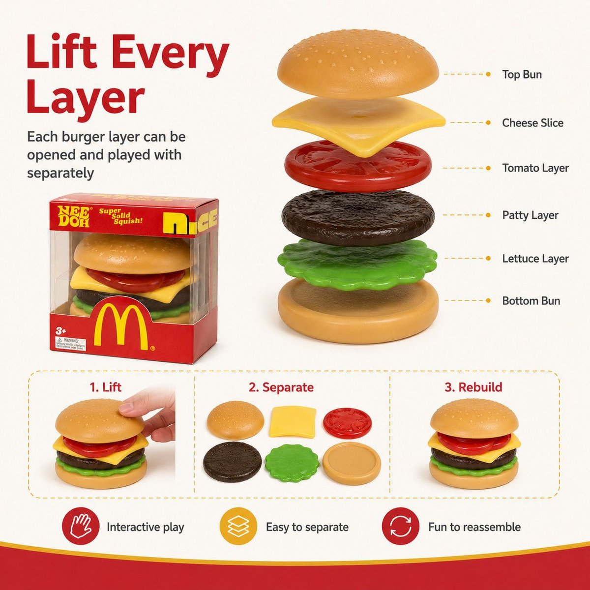 Realistic Hamburger Squeeze Toy