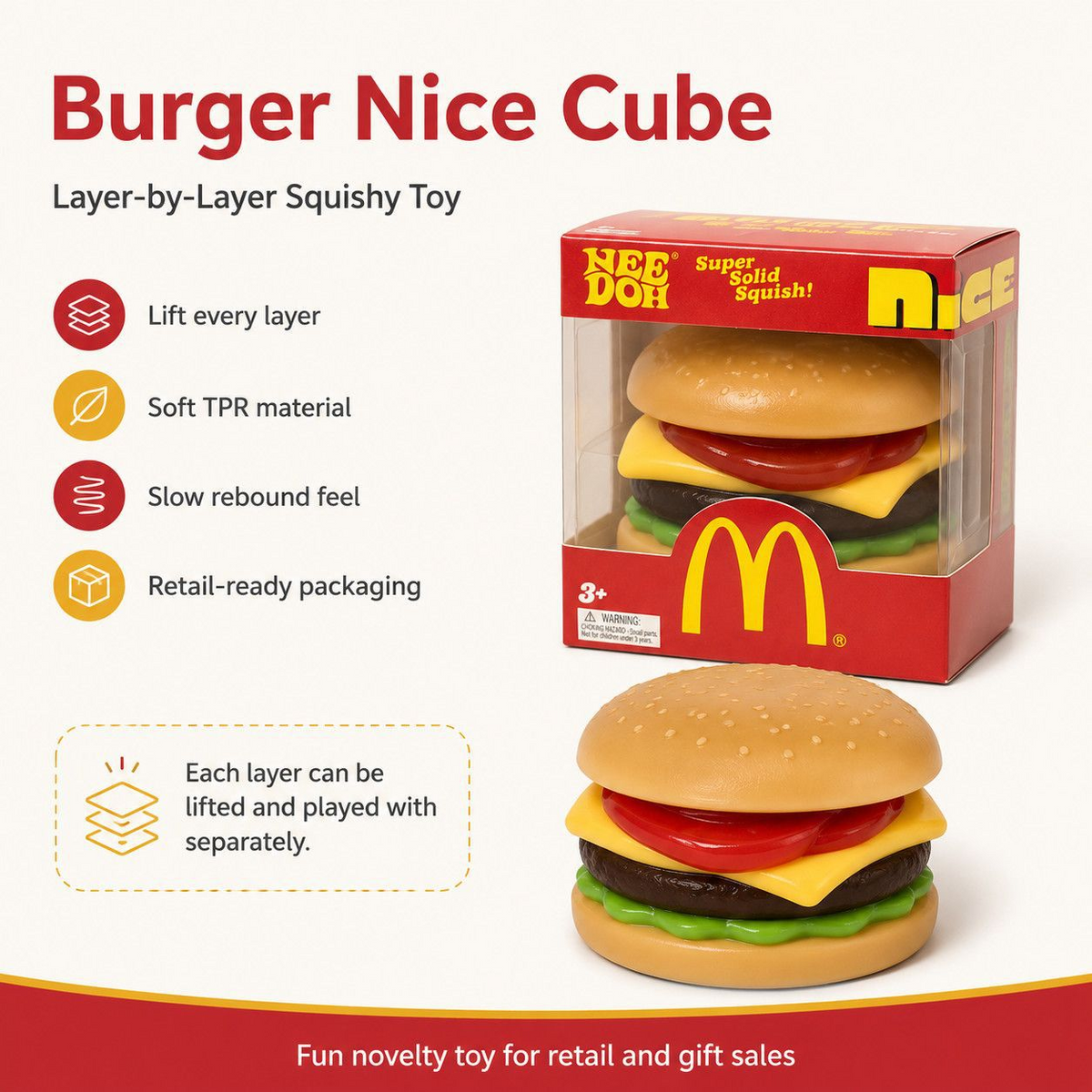Realistic Hamburger Squeeze Toy