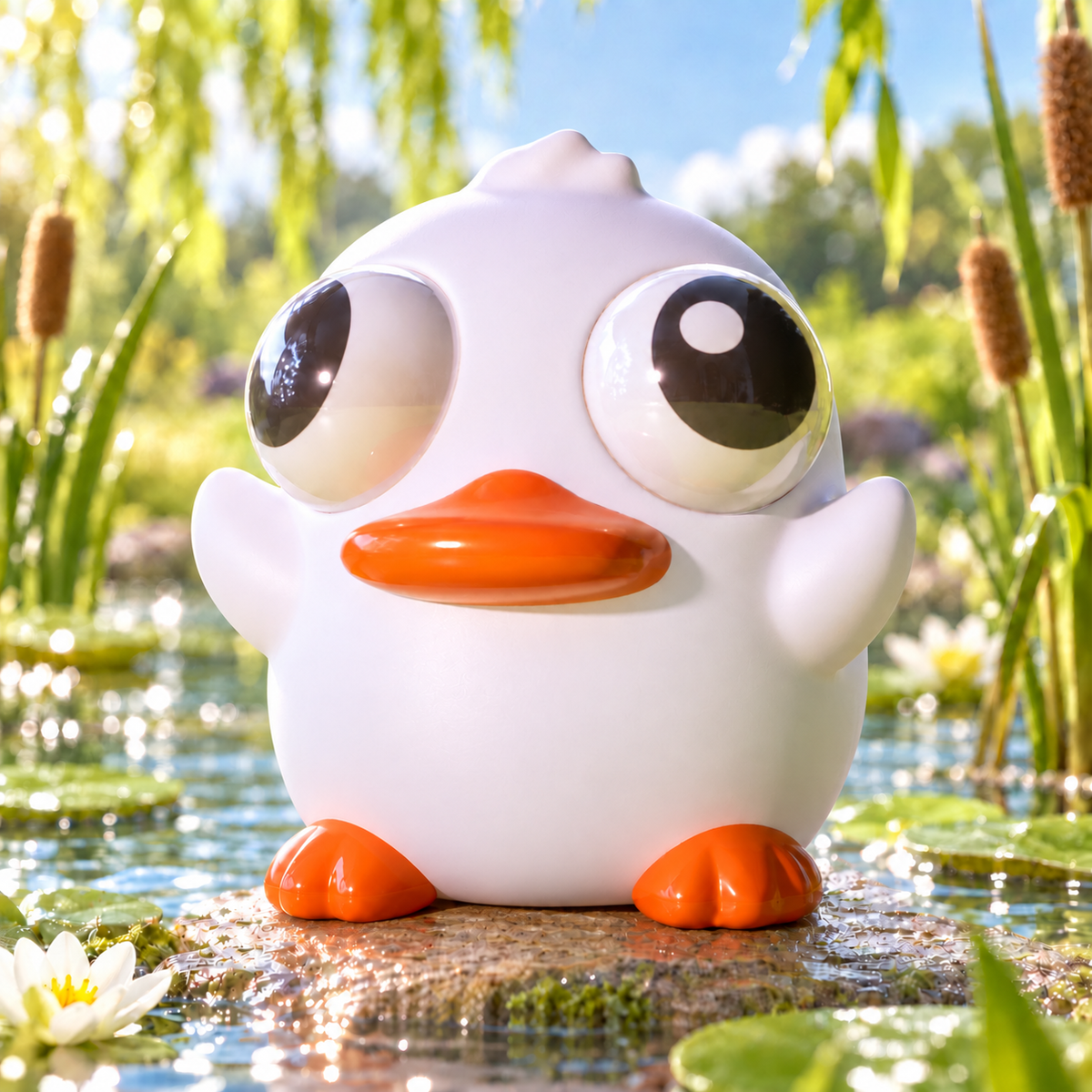 Pop-Eyed White Duck Squishy — product image