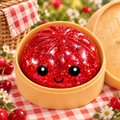 Transparent Ball-Skin Red Steamed Bun with Bamboo Steamer Squishy — product image