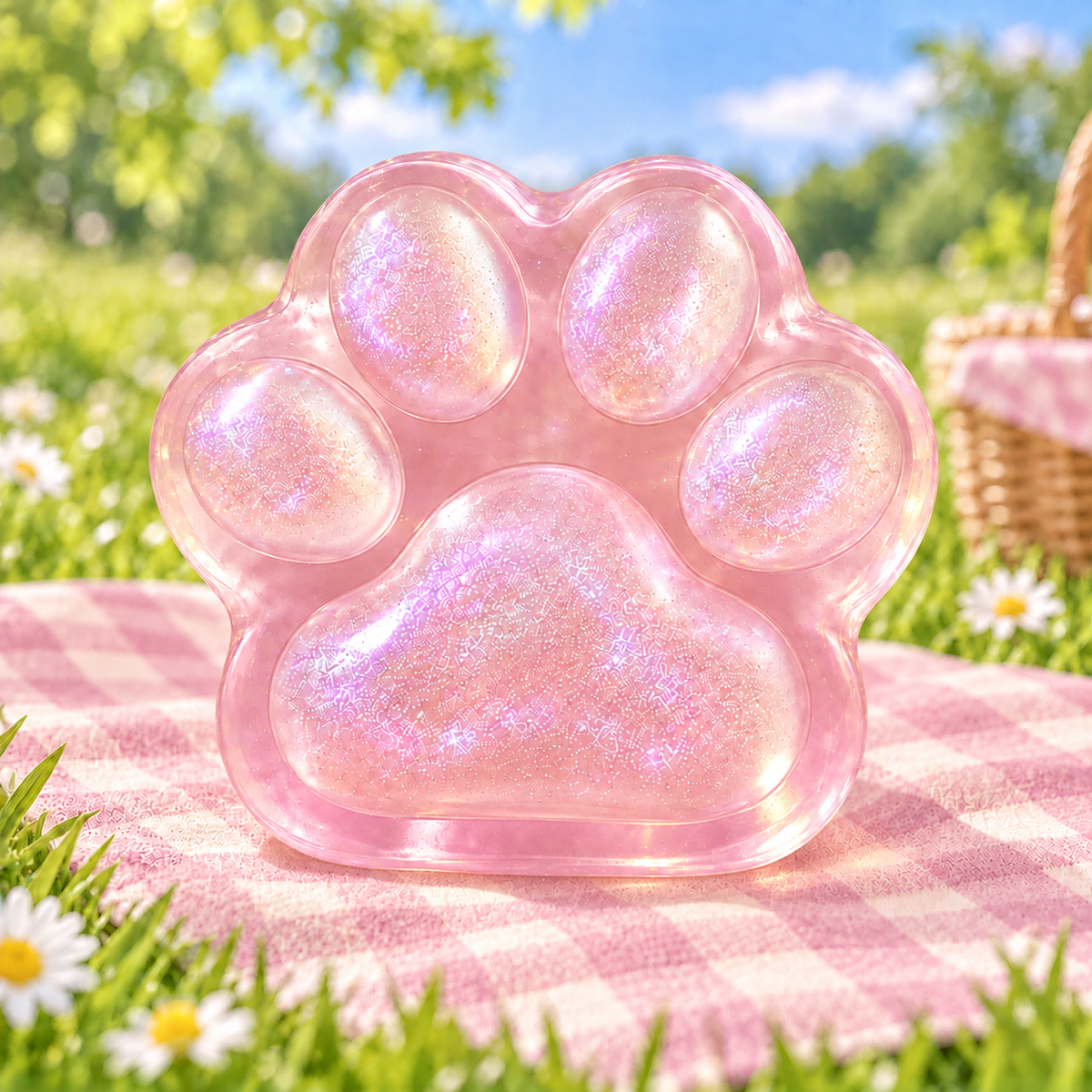 Pink-Gold Iridescent Cat Paw Squishy — product image