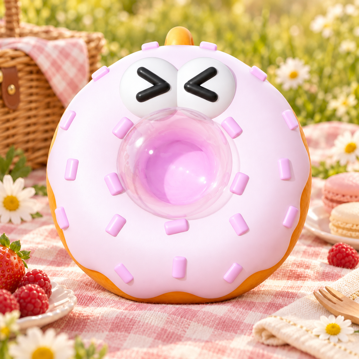 Bubble-Blowing Pink Donut Squishy — product image