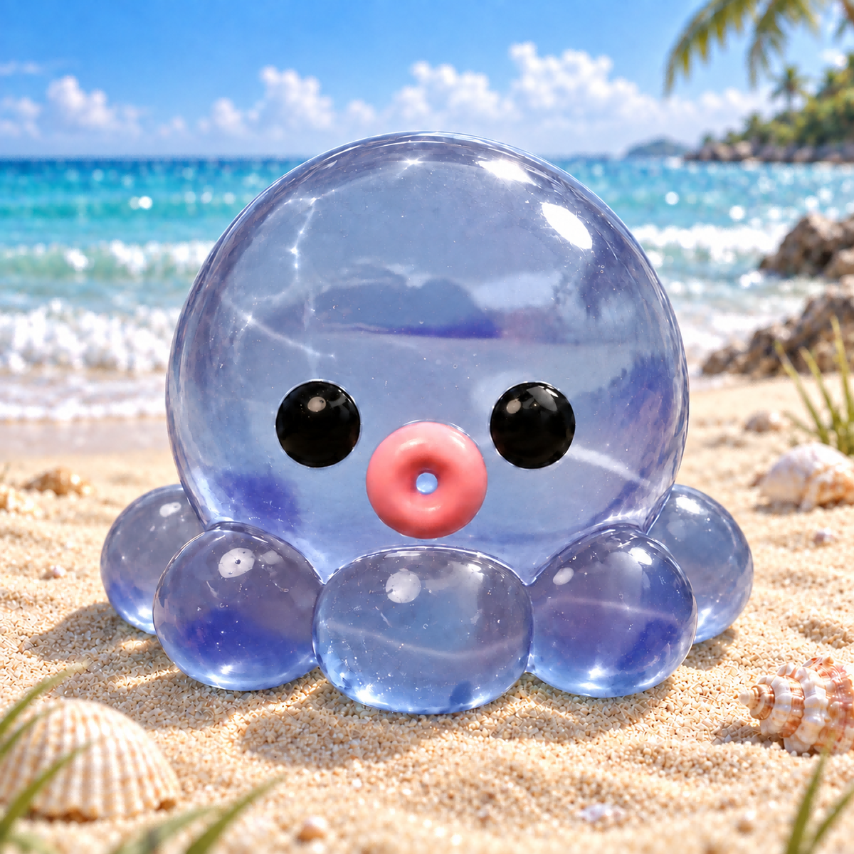 Transparent Blue Bubble-Blowing Octopus Squishy — product image