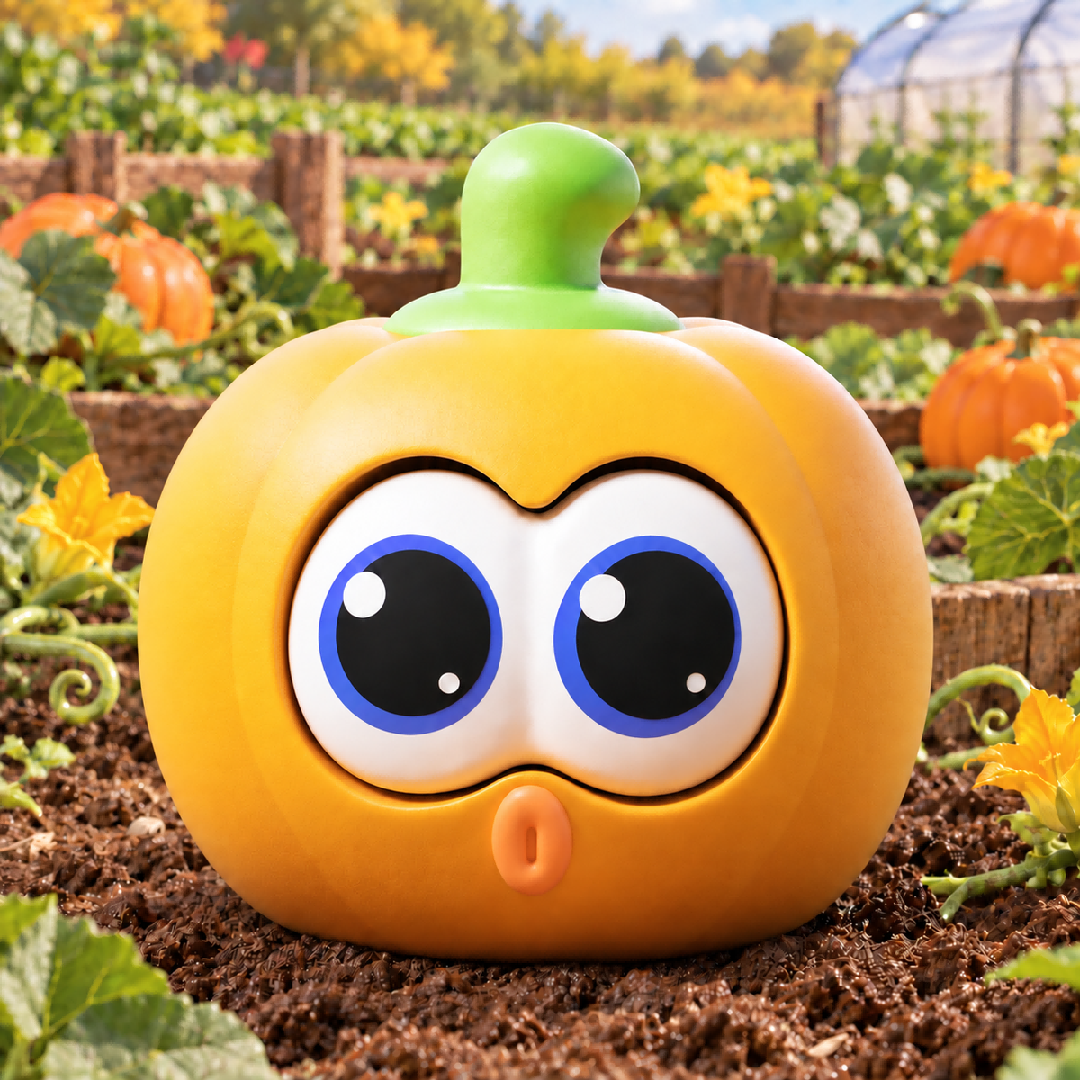 Pop-Eyed Orange Pumpkin Squishy — product image