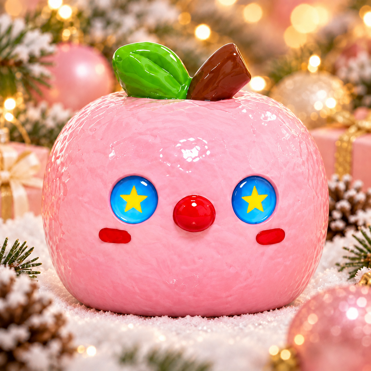 Pink Christmas Apple Squishy