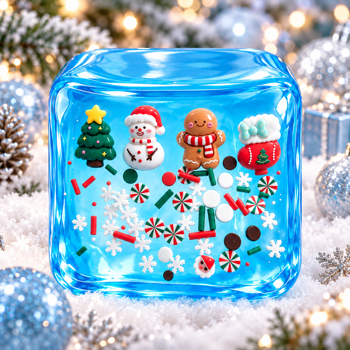 Christmas Blue Ice Cube Squishy