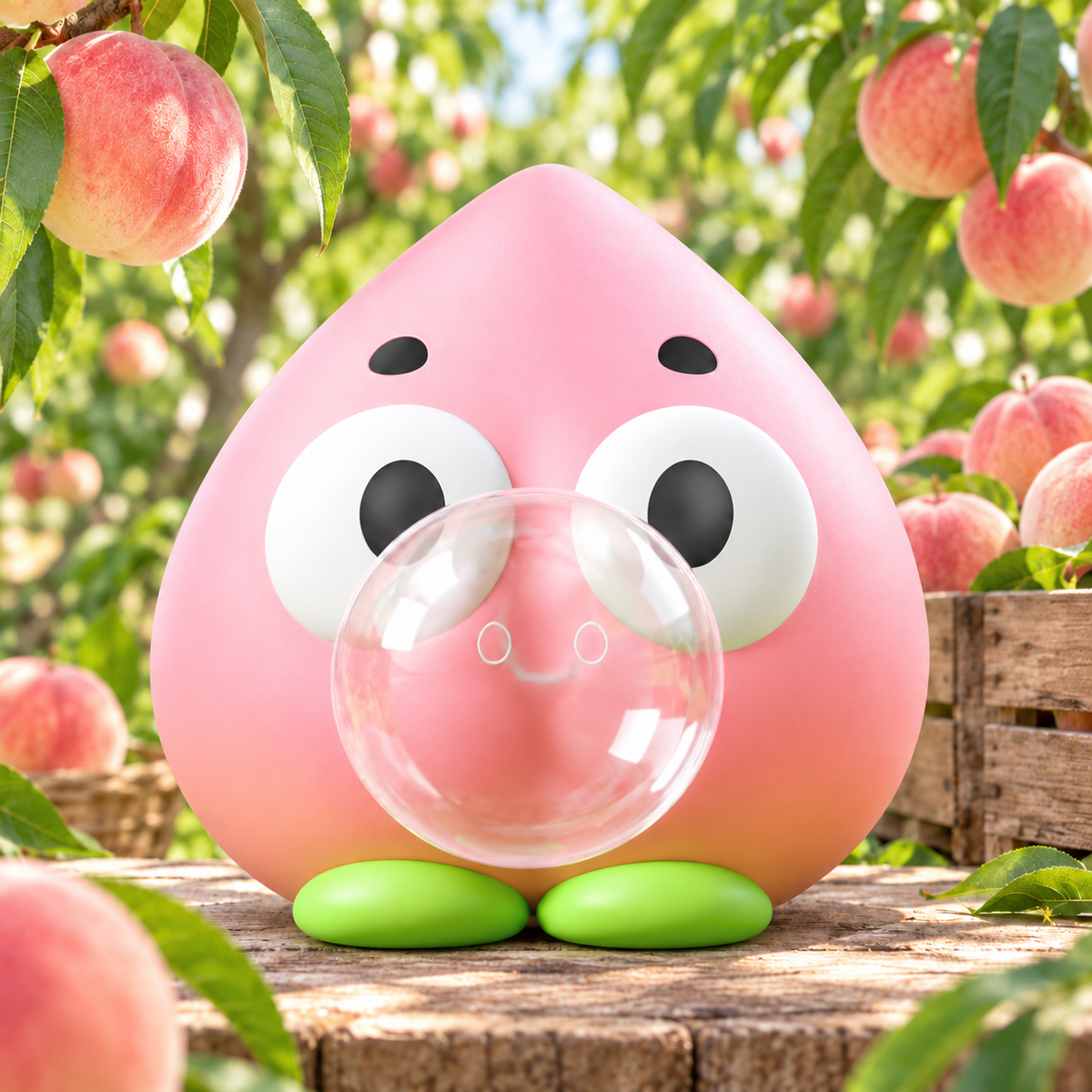 Bubble-Blowing Pink Peach Squishy — product image