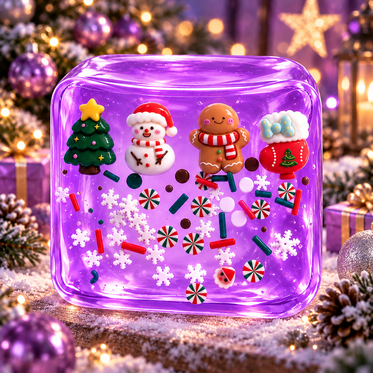 Christmas Purple Ice Cube Squishy