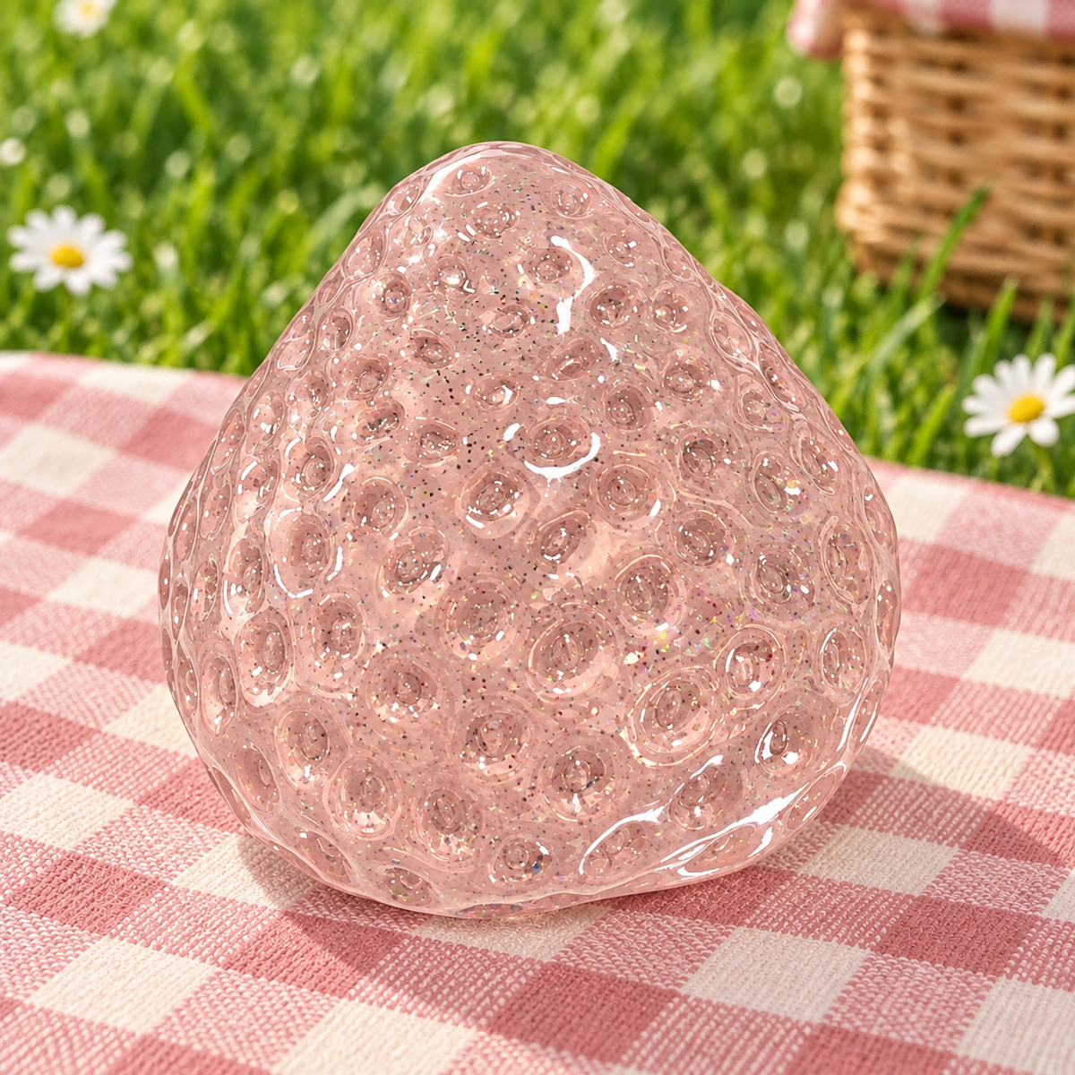 Translucent Pink Giant Strawberry Squishy — product image