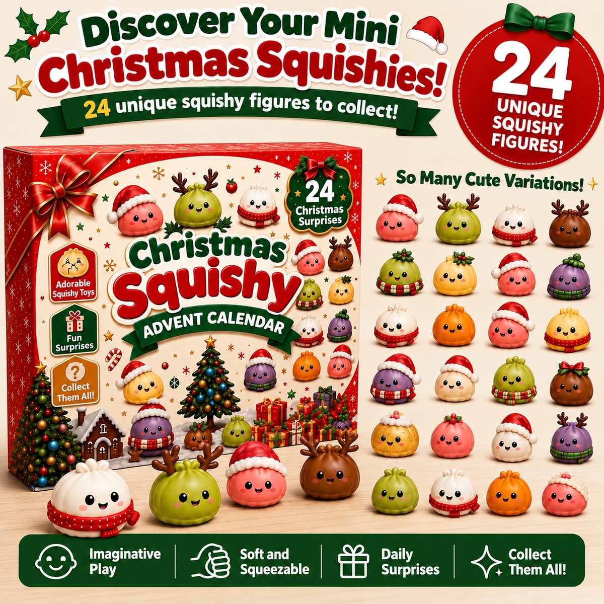 Cute & Soft Christmas Mini Dumpling 24-Piece Set