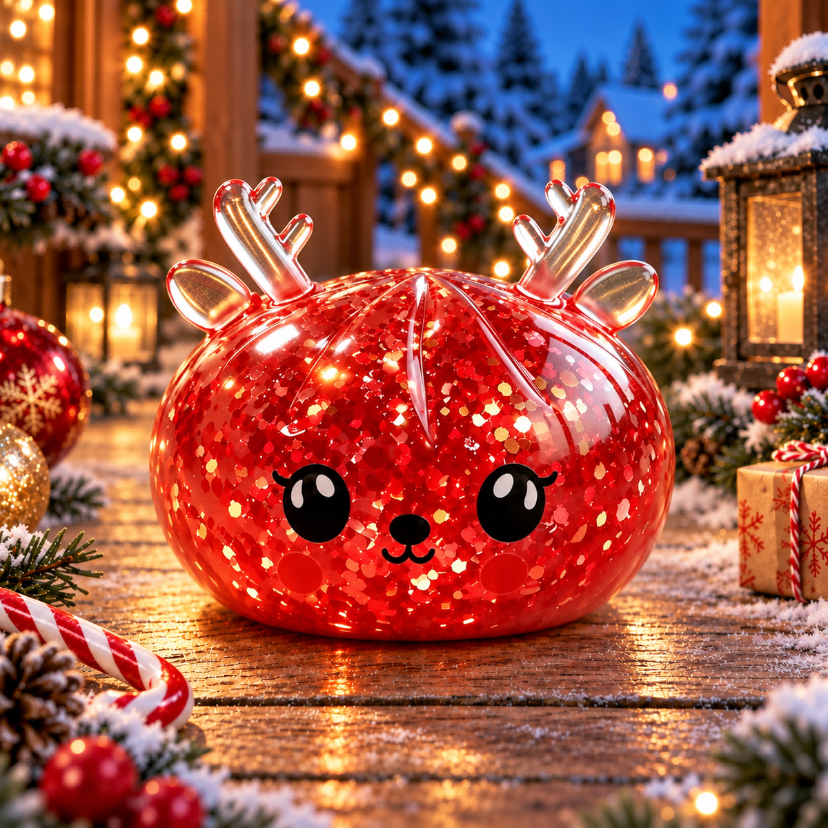 Red Reindeer Steamed Bun Stress-Relief Squishy — product image