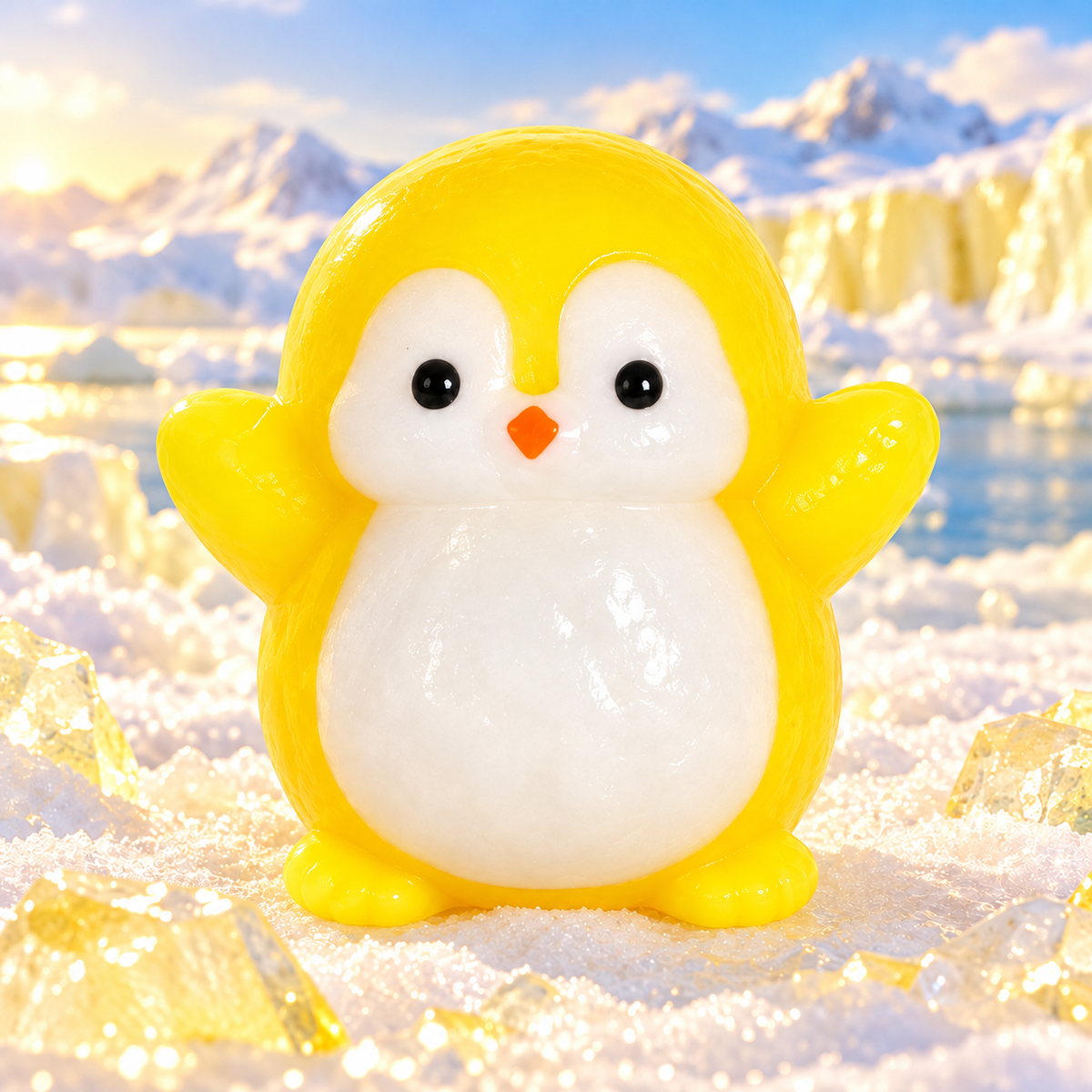 Round-Bellied Yellow and White Penguin Squishy