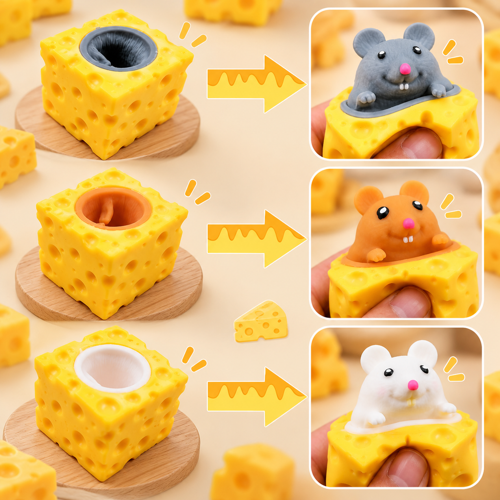 Quirky Cheese And Mouse Cup Squeeze Toy