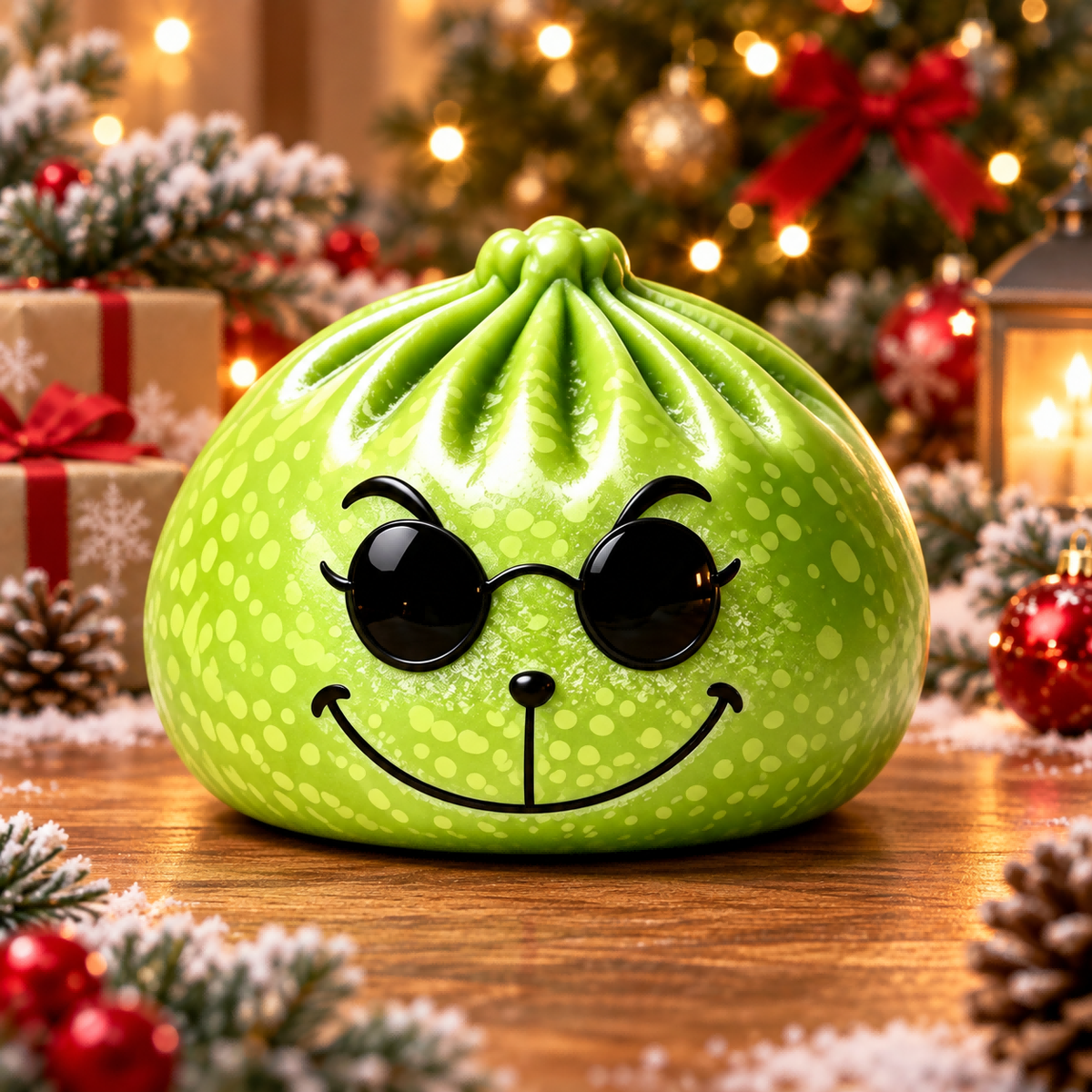 Cool and Edgy Grinch Steamed Bun Stress-Relief Squishy — product image