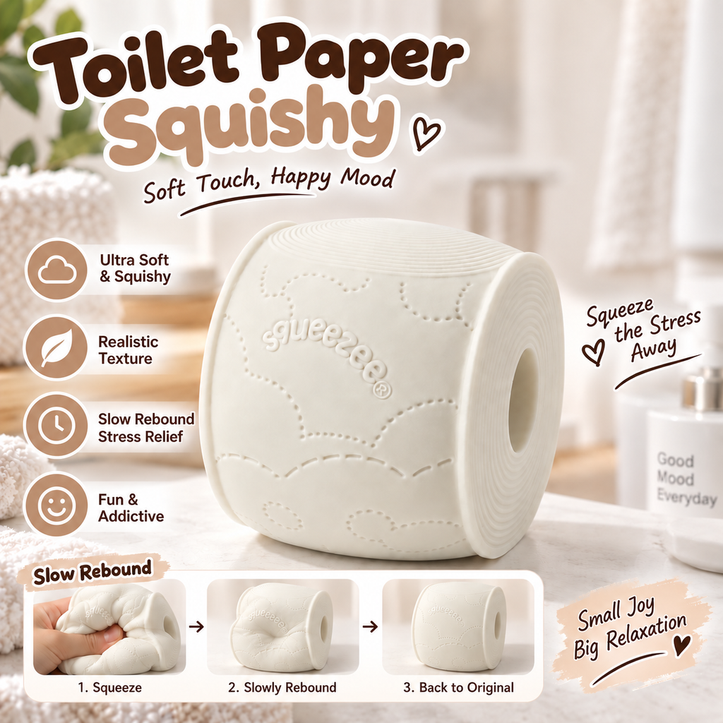 Realistic Toilet Paper Slow-Rise Squeeze Toy