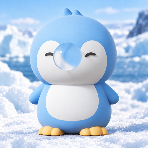 Bubble-Blowing Baby Penguin Squishy — product image