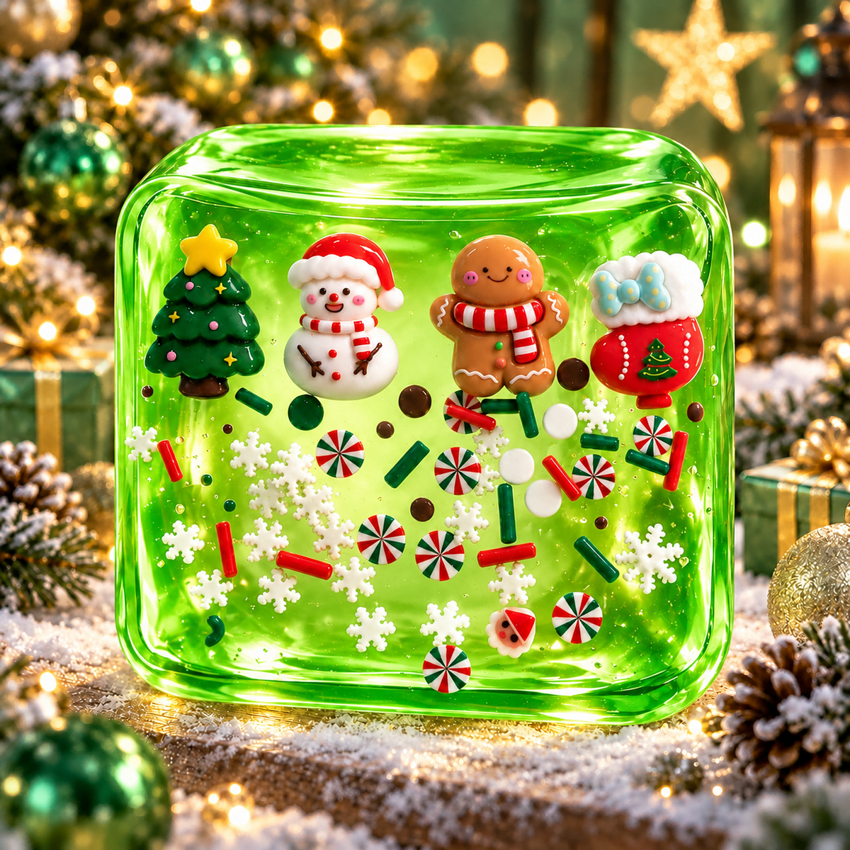 Christmas Green Ice Cube Squishy