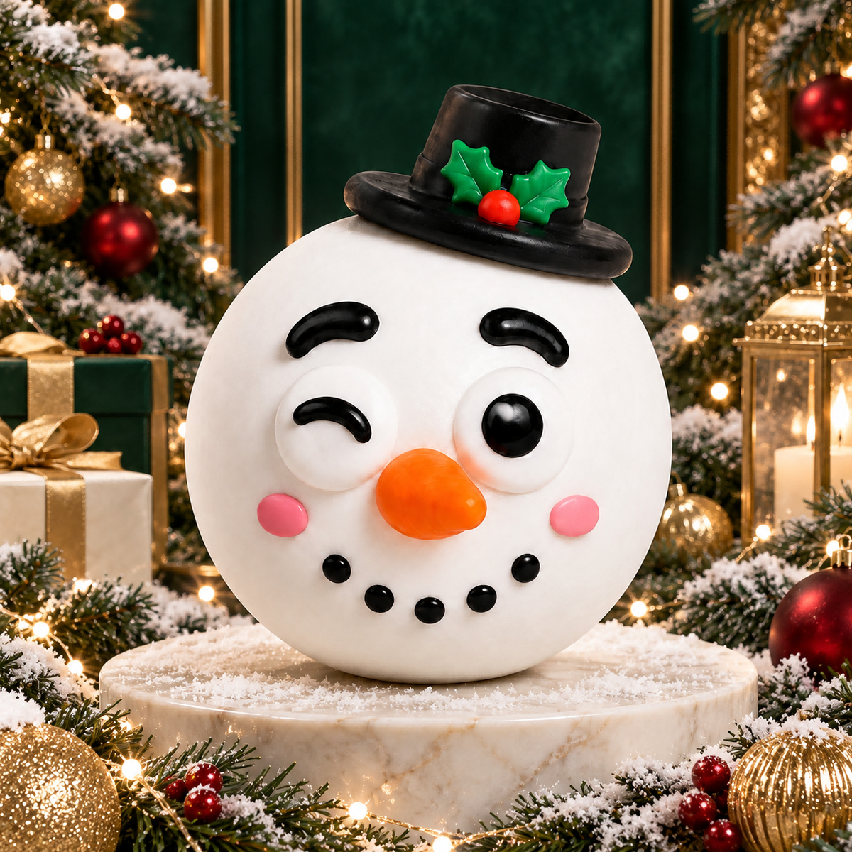 White Christmas Snowman DIY Facial Expression Stress-Relief Squishy — product image