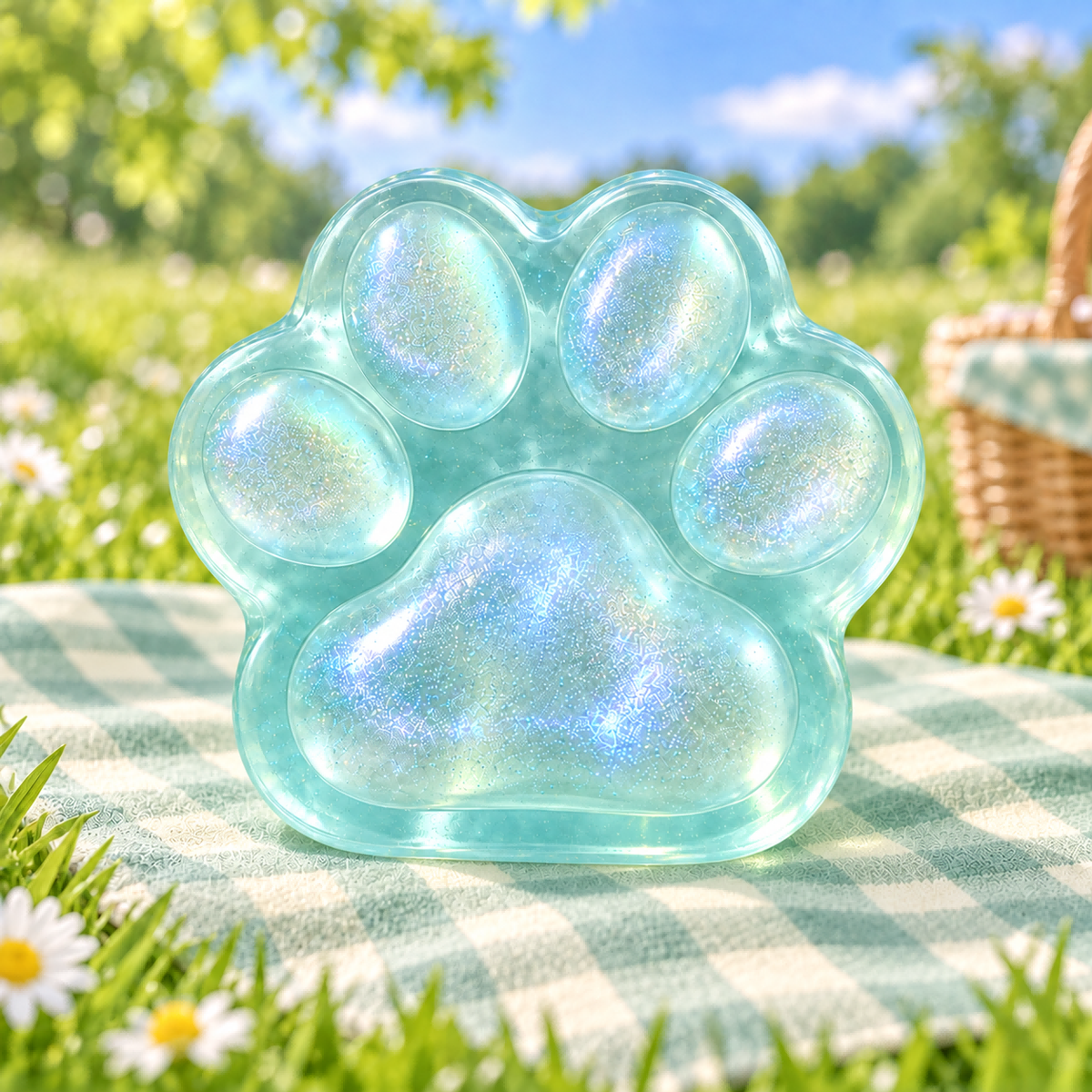 Green-Gold Iridescent Cat Paw Squish — product image