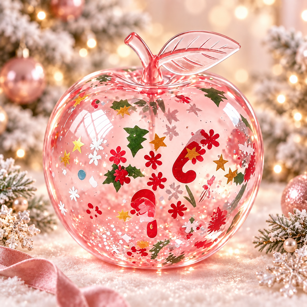 Pink Cherry Blossom Christmas Apple Squishy — product image