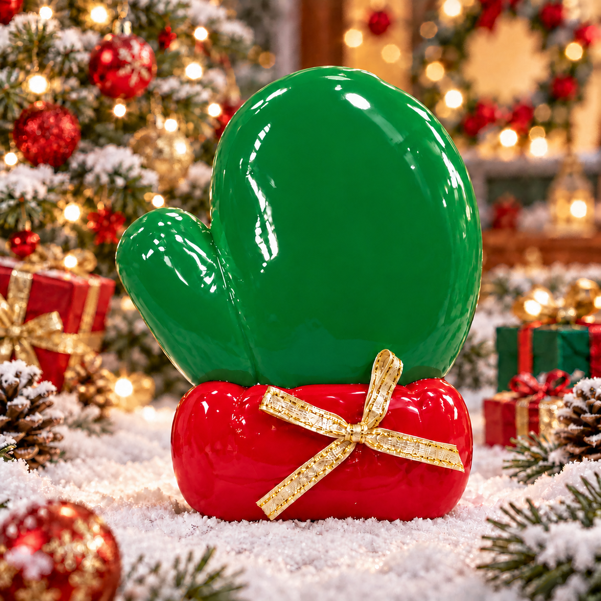 Christmas Red Glove with Green Palm Squishy
