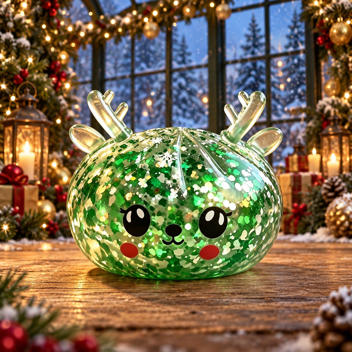 Green Reindeer Steamed Bun Stress-Relief Squishy — product image