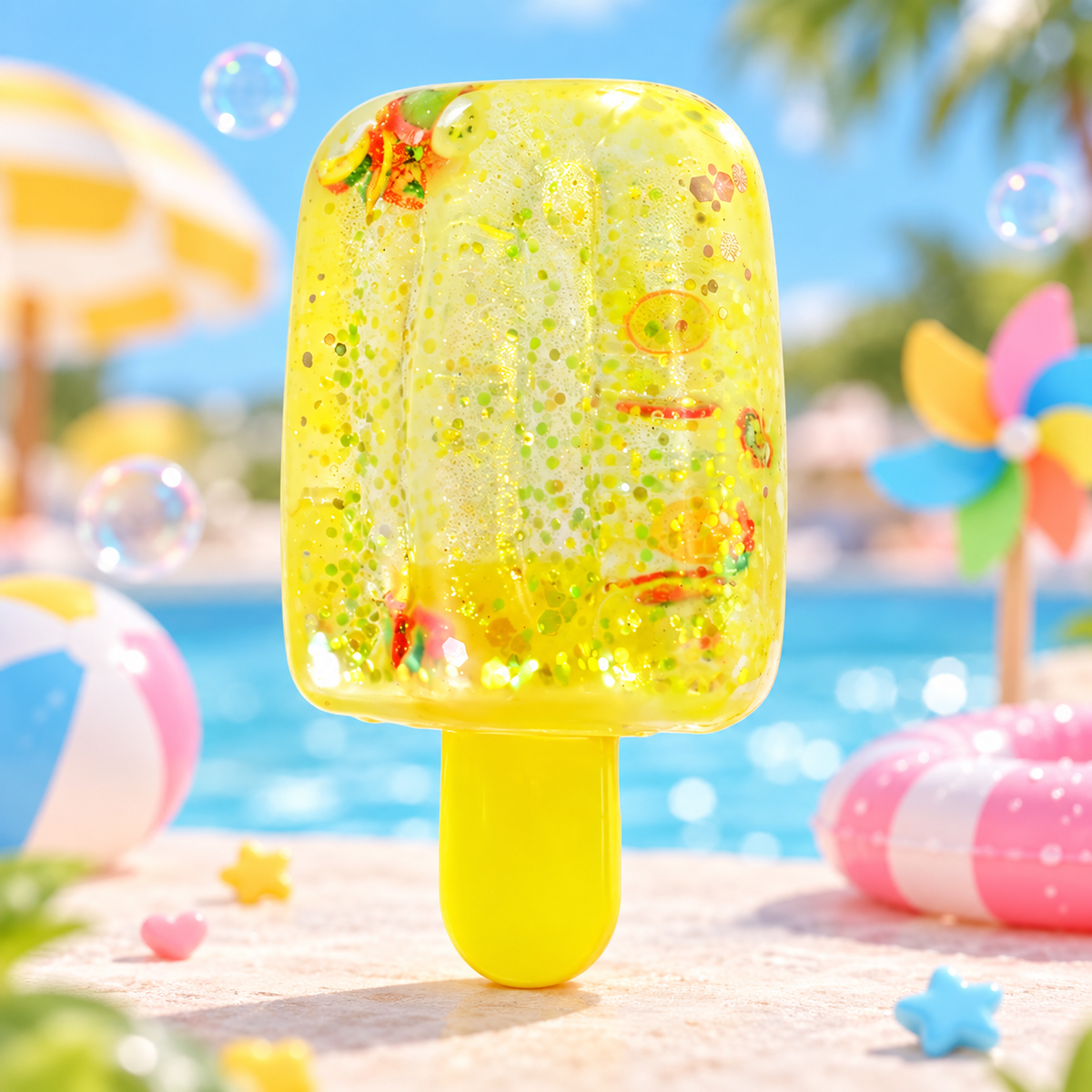 Gold-Glitter Green Popsicle Squishy — product image