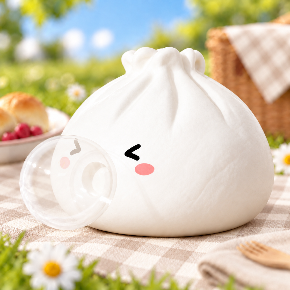 Bubble-Blowing White Bao Bun Squishy — product image