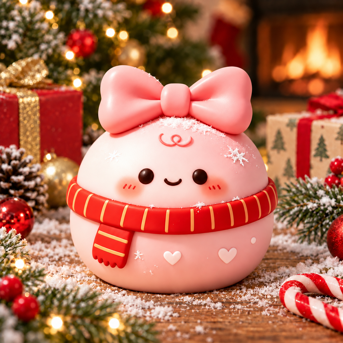 Pink Bow Daifuku Mochi Stress-Relief Squishy — product image