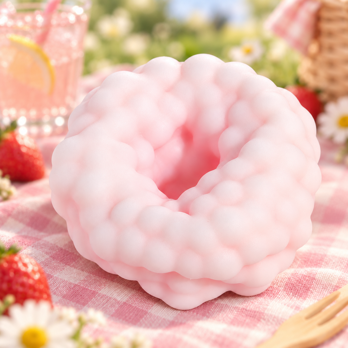 Strawberry Pink Rattle Ball Squishy — product image