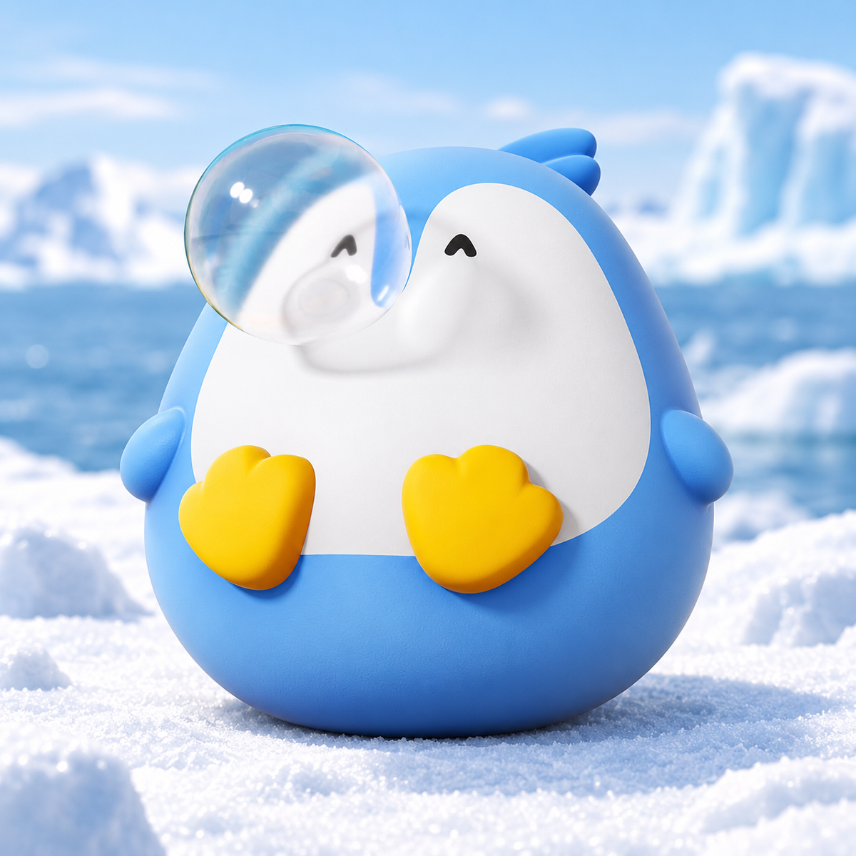 Bubble-Blowing Blue Penguin Squishy — product image