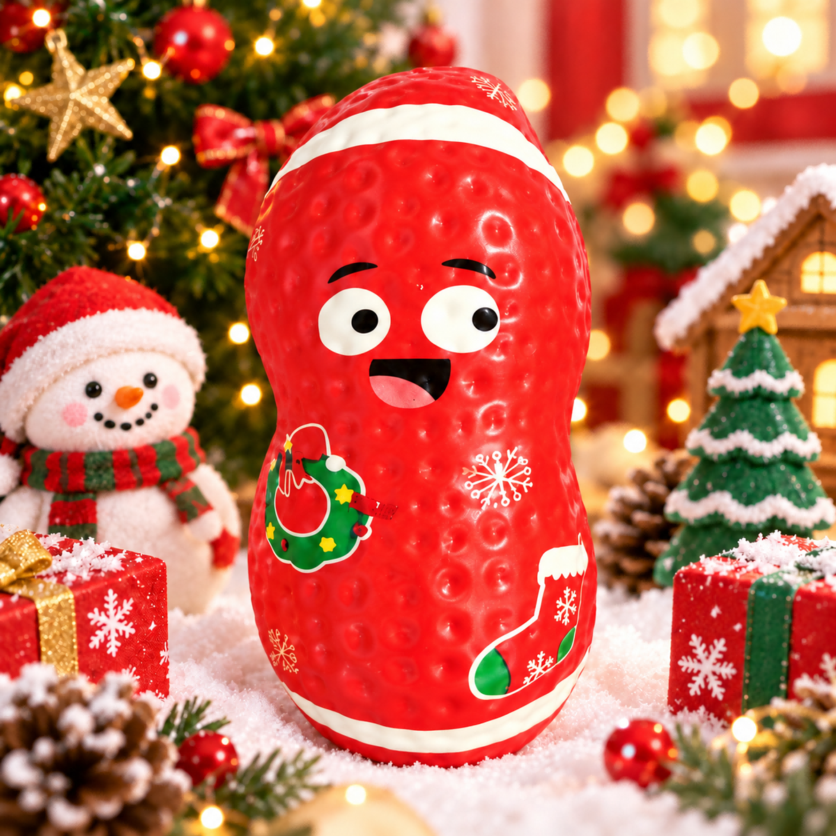 Christmas Red Smiling Peanut Squishy
