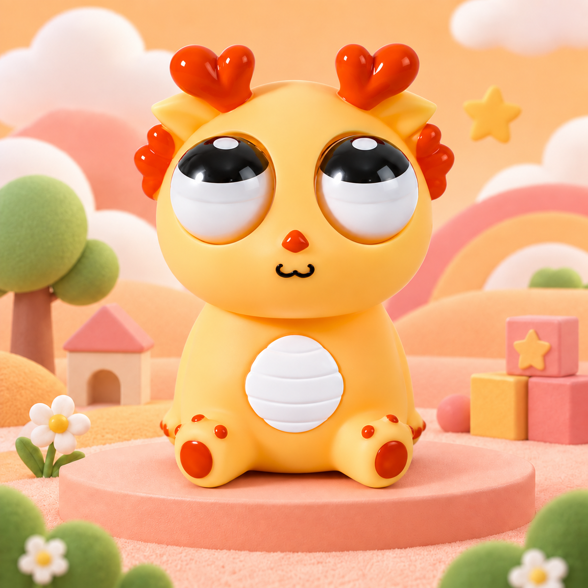 Flame Orange Pop-Eyed Dragon Squishy — product image