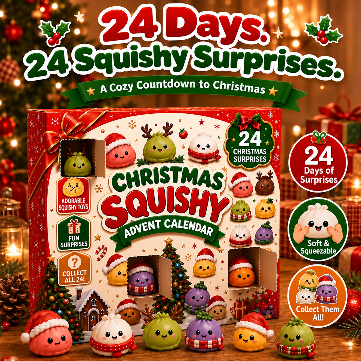 Cute & Soft Christmas Mini Dumpling 24-Piece Set