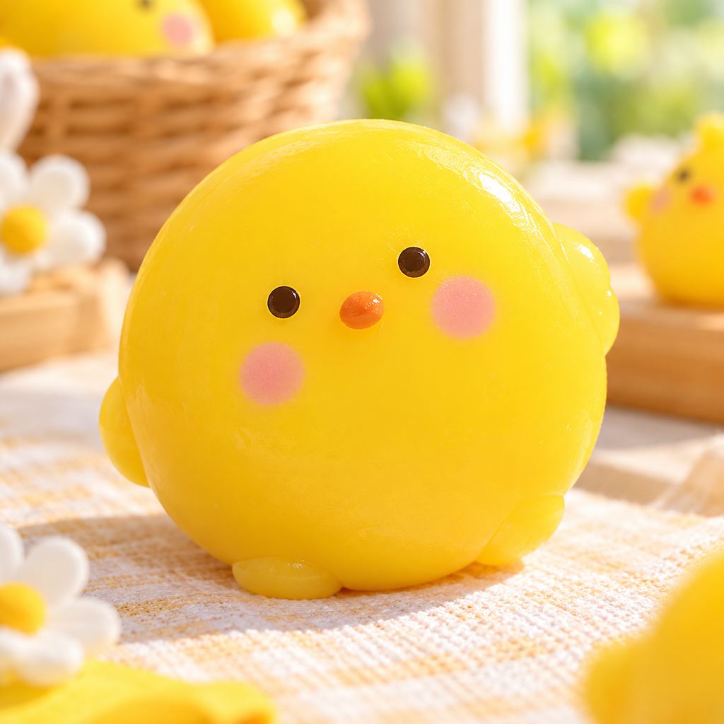 Yellow Chick Squeeze-Toy Building Blocks
