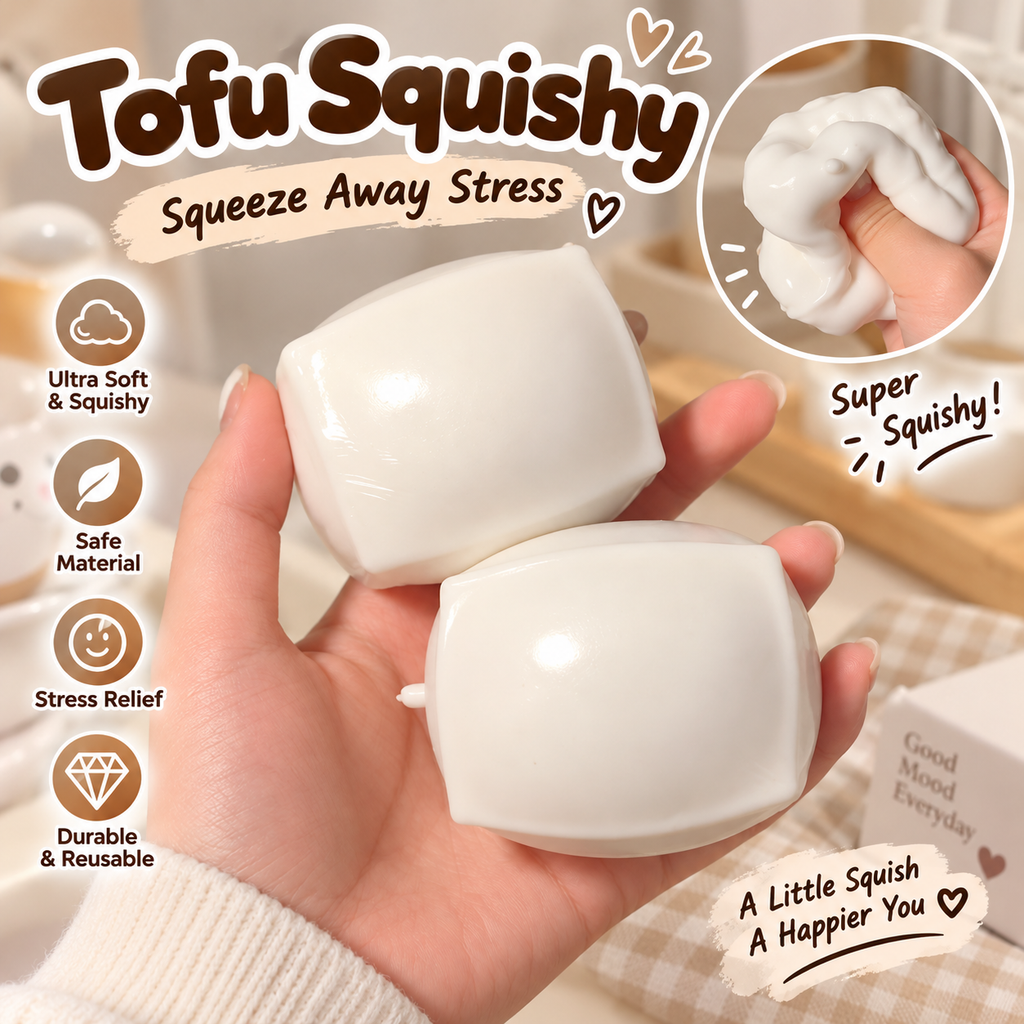 Yellow Tofu Squeeze Toy