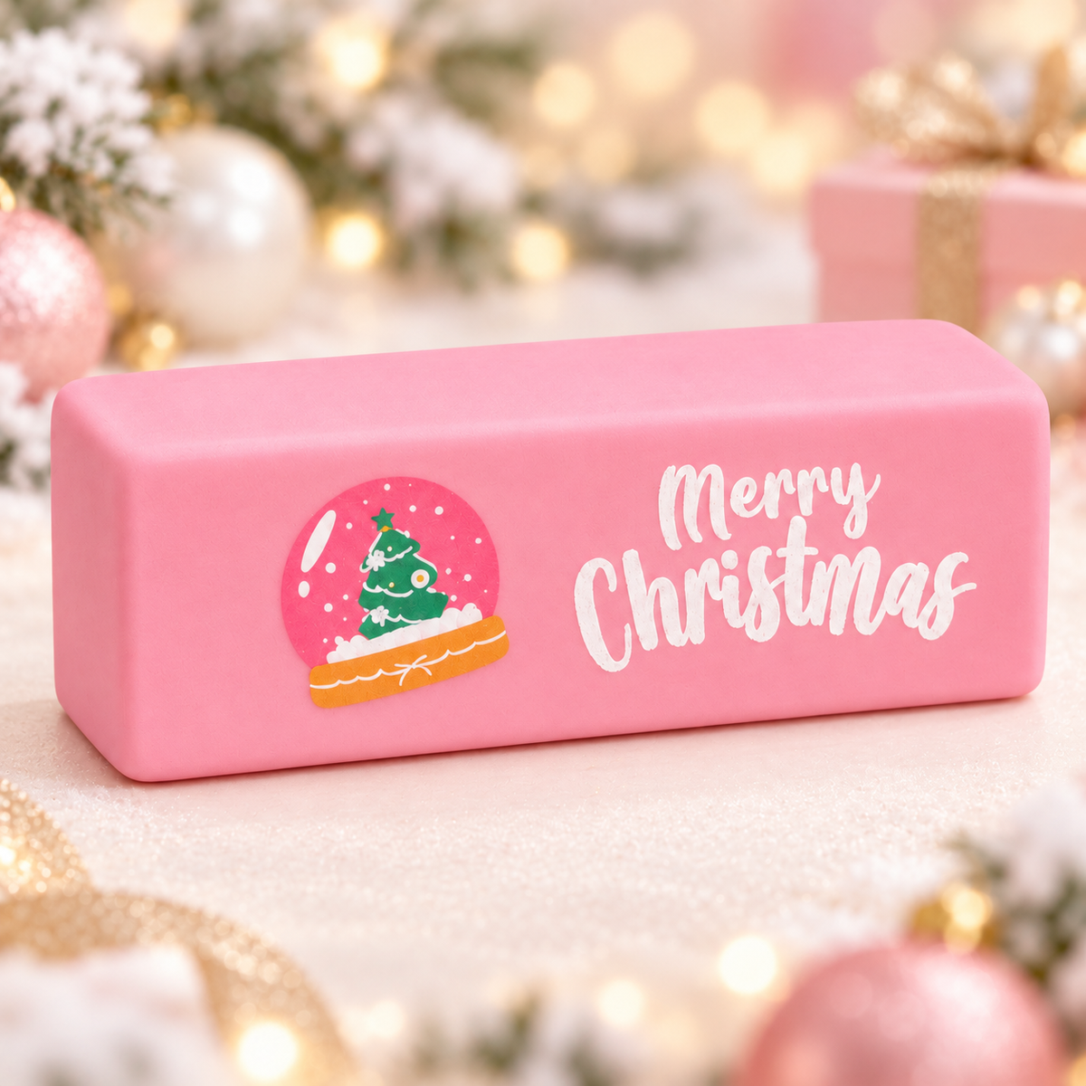 Pink Snowball Christmas Butter Stick Squishy