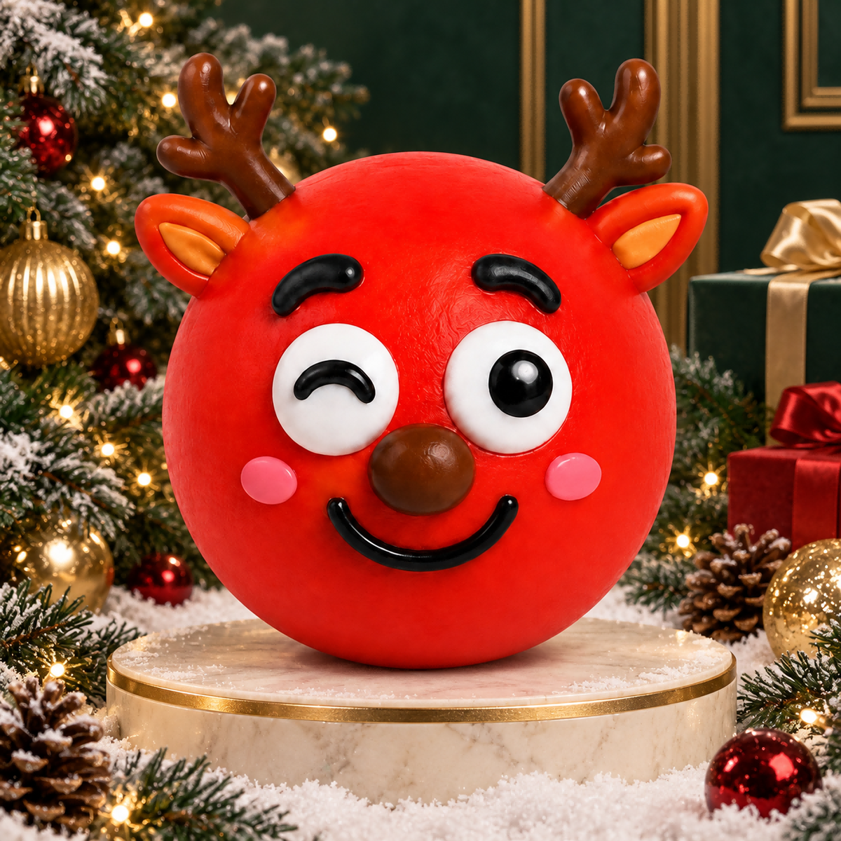 Red Christmas Reindeer DIY Facial Expression Stress-Relief Squishy — product image