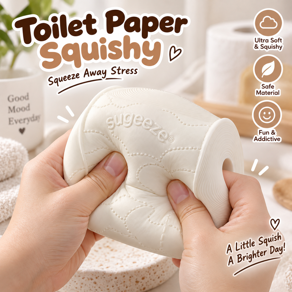 Realistic Toilet Paper Slow-Rise Squeeze Toy