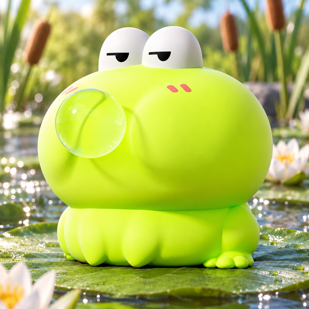 Bubble-Blowing Green Frog Squishy — product image