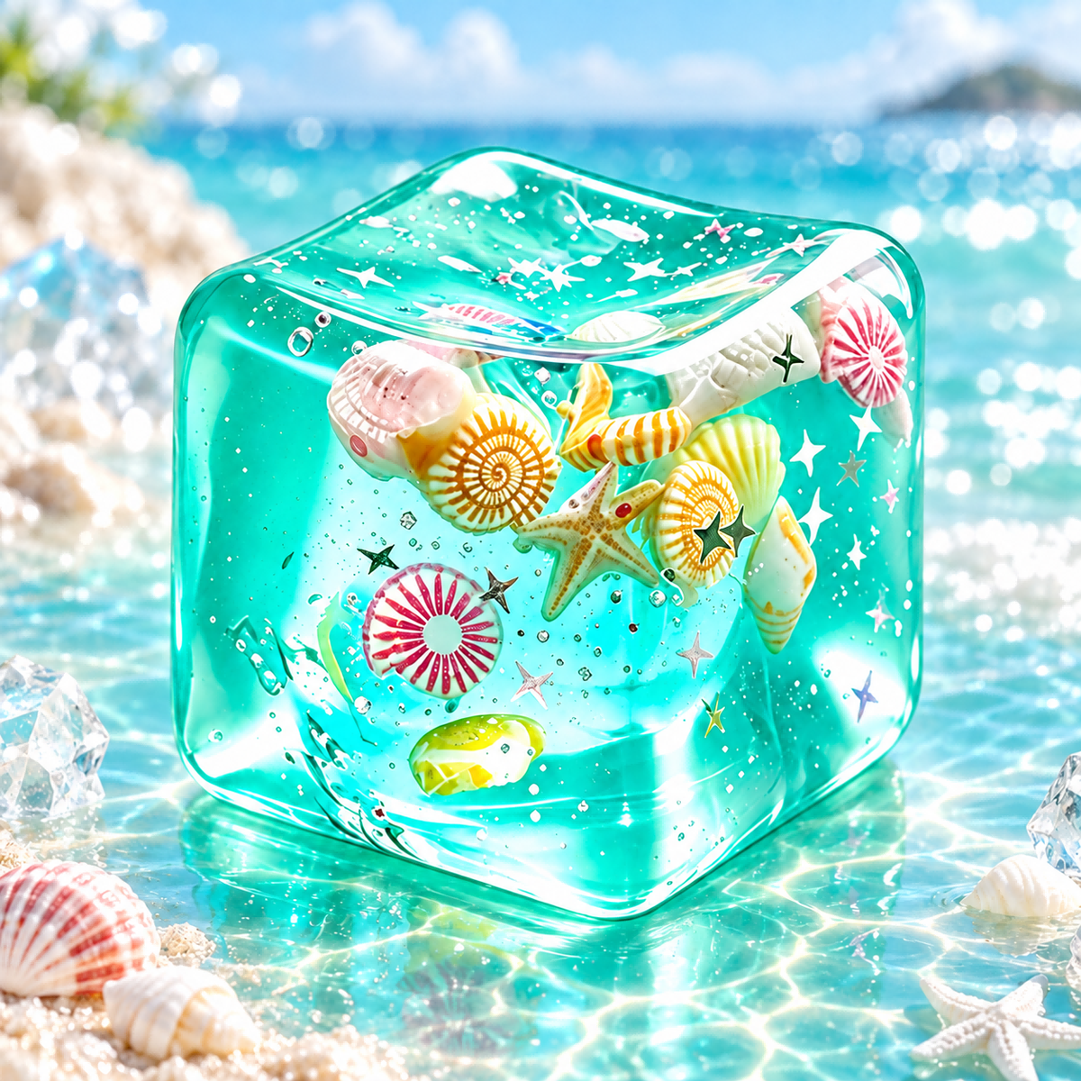 Green Ocean Seashell Cube Malt Candy Squishy — product image