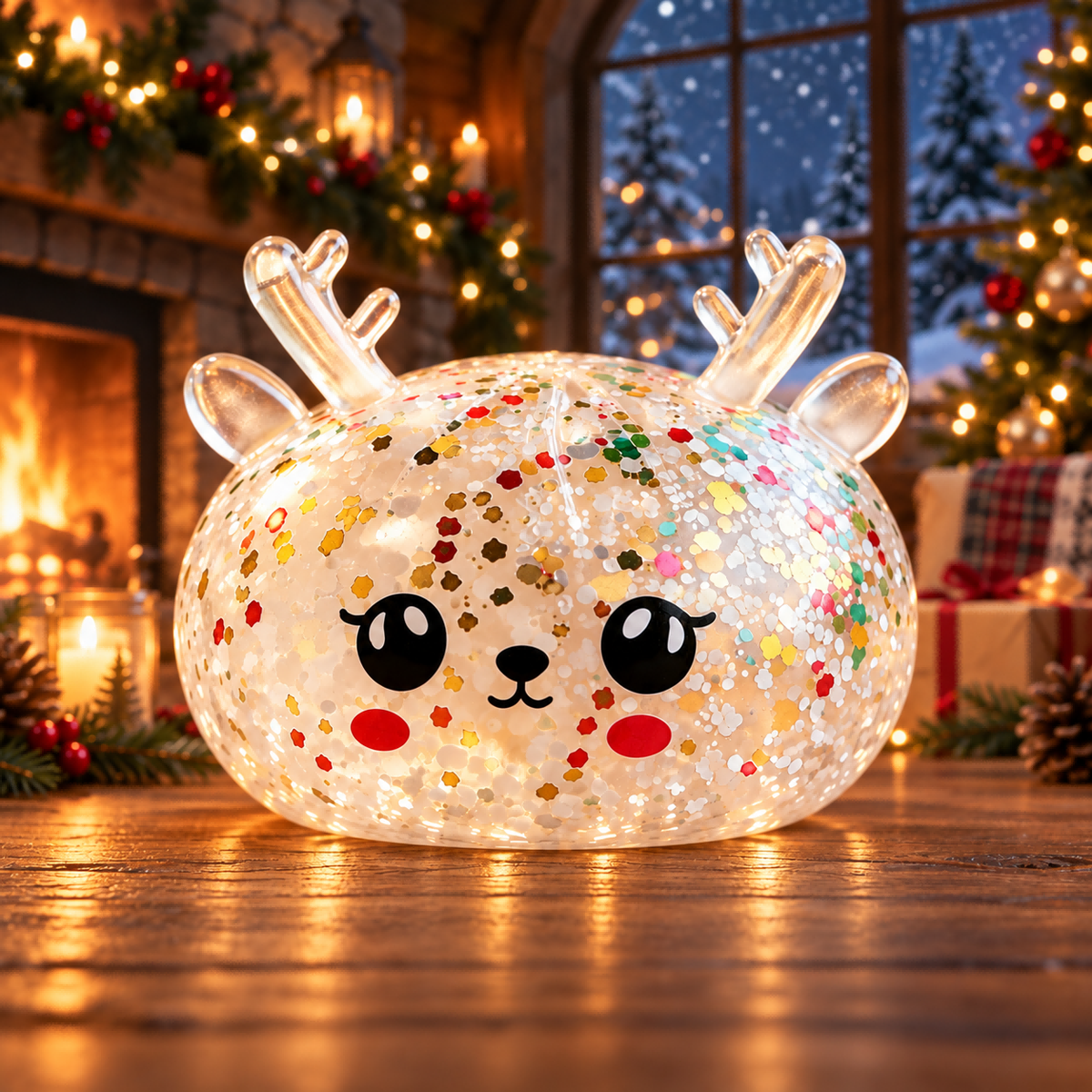 White Reindeer Steamed Bun Stress-Relief Squishy — product image