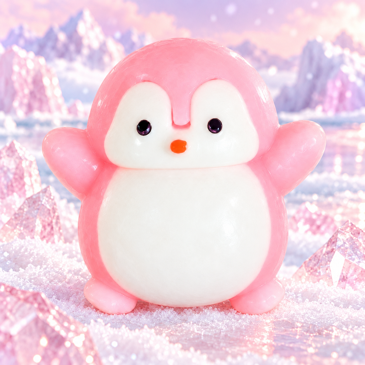 Round-Bellied Pink and White Penguin Squishy