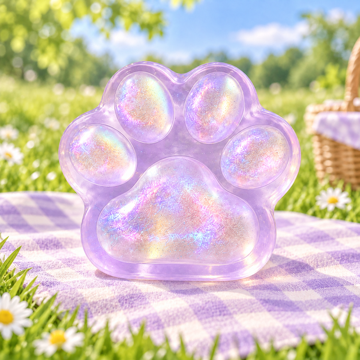 Purple-Gold Iridescent Cat Paw Squishy — product image