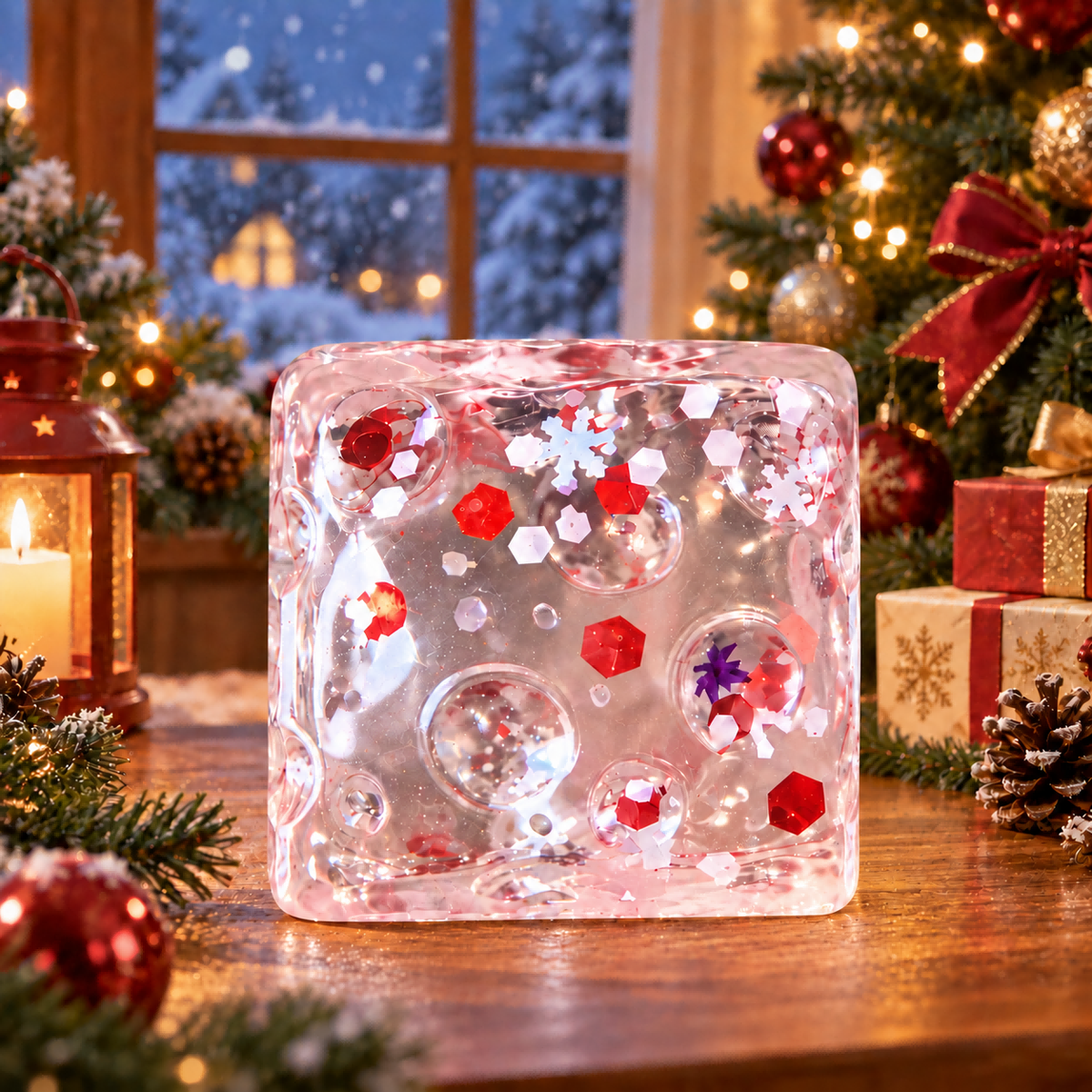 Transparent Snowflake Cheese Cube Stress-Relief Squishy — product image