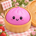 Pink Emoji Steamed Bun with Bamboo Steamer Squishy — product image