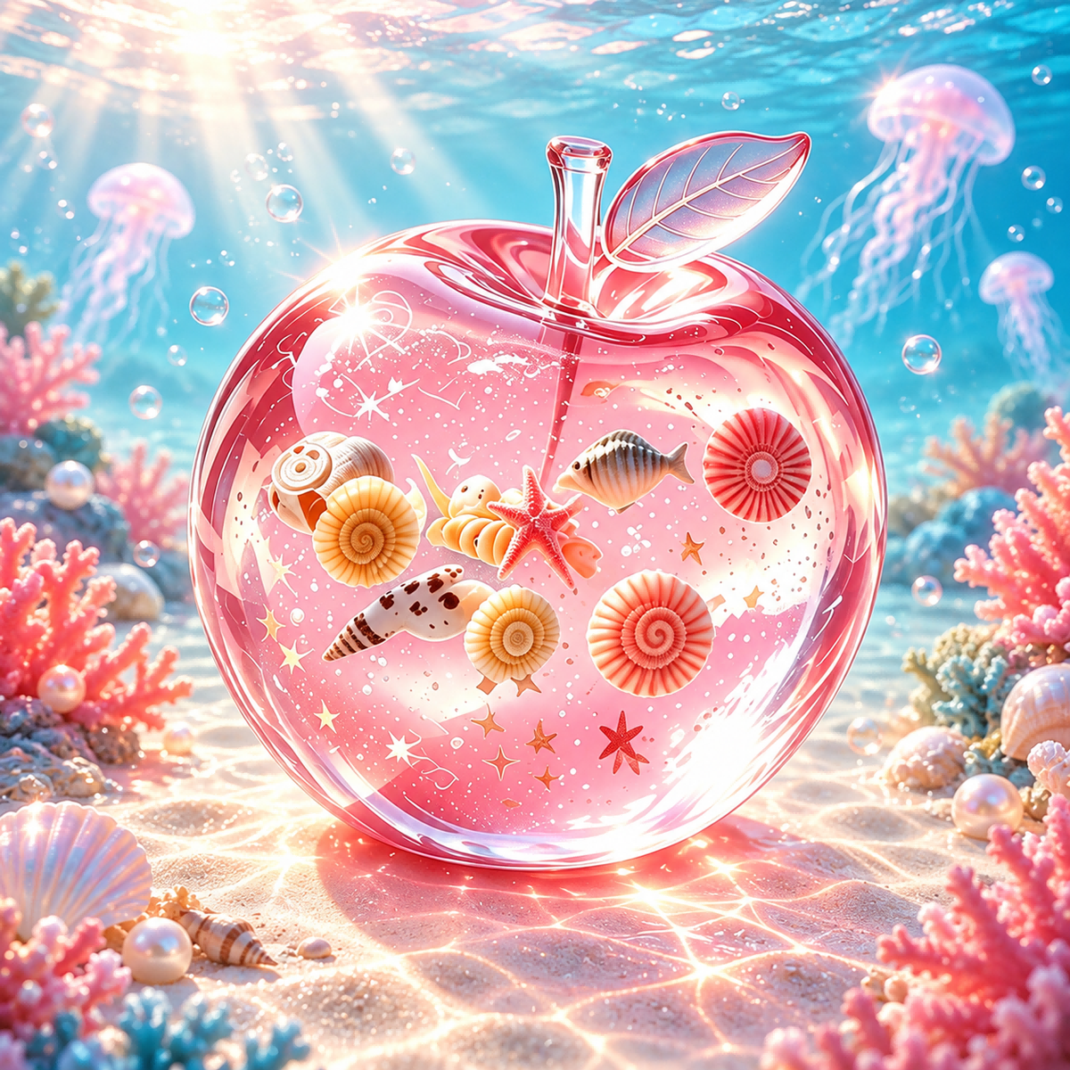 Peach Pink Ocean Apple Squishy — product image